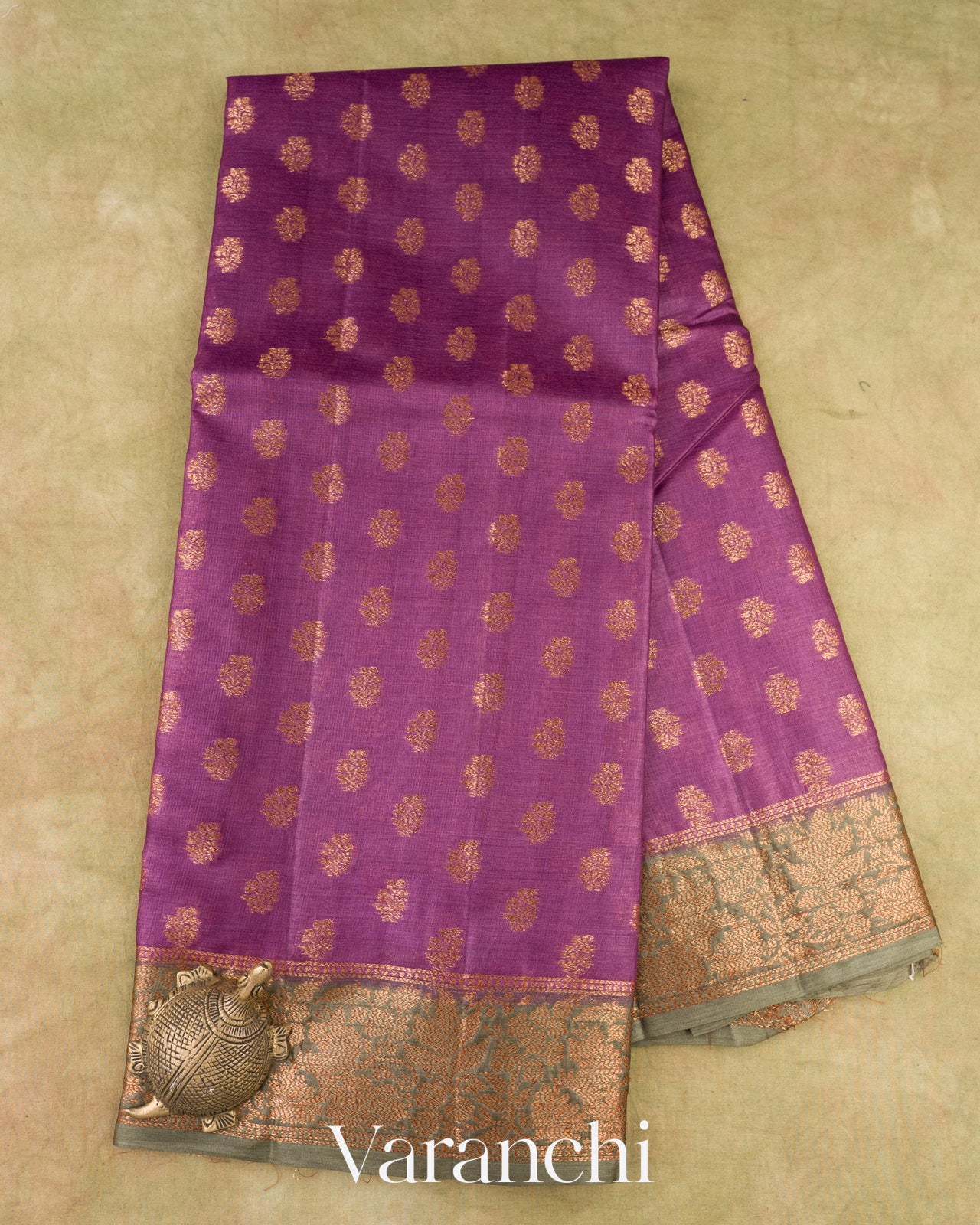 Rich Royal Purple Pure Tussar Silk Saree