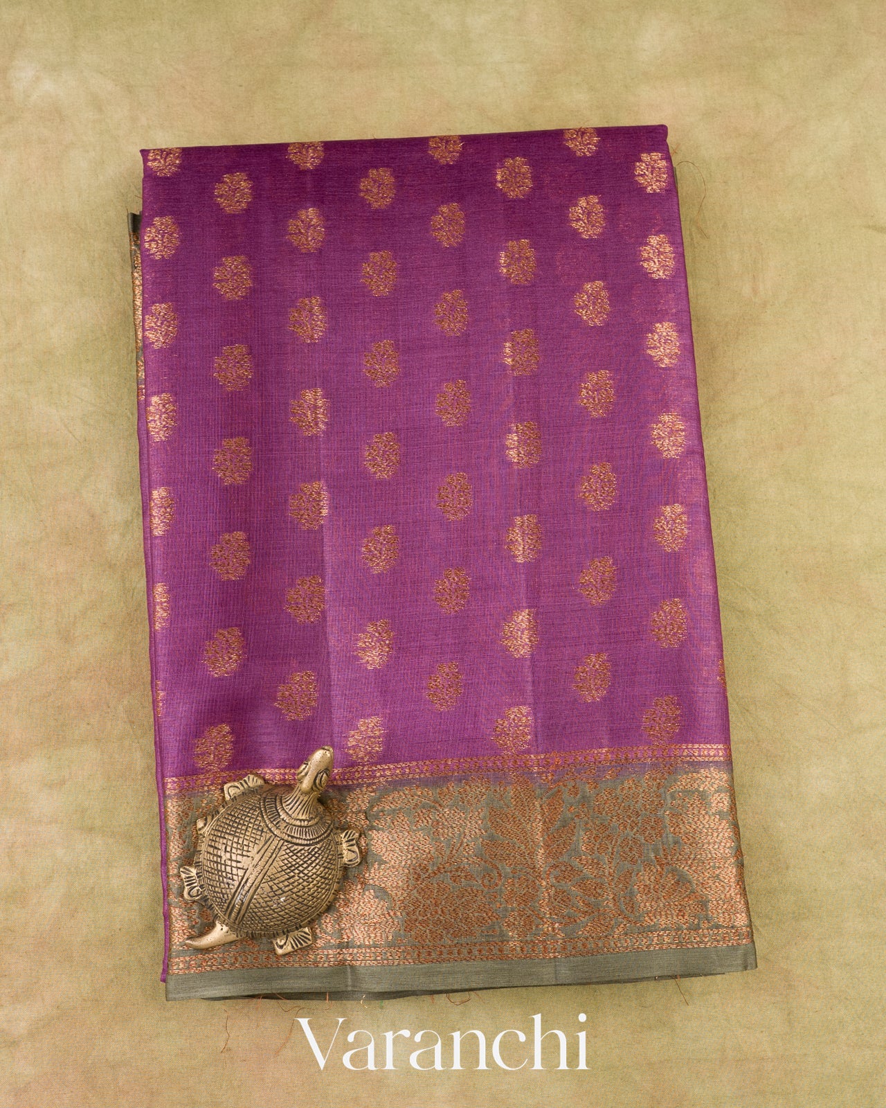 Rich Royal Purple Pure Tussar Silk Saree