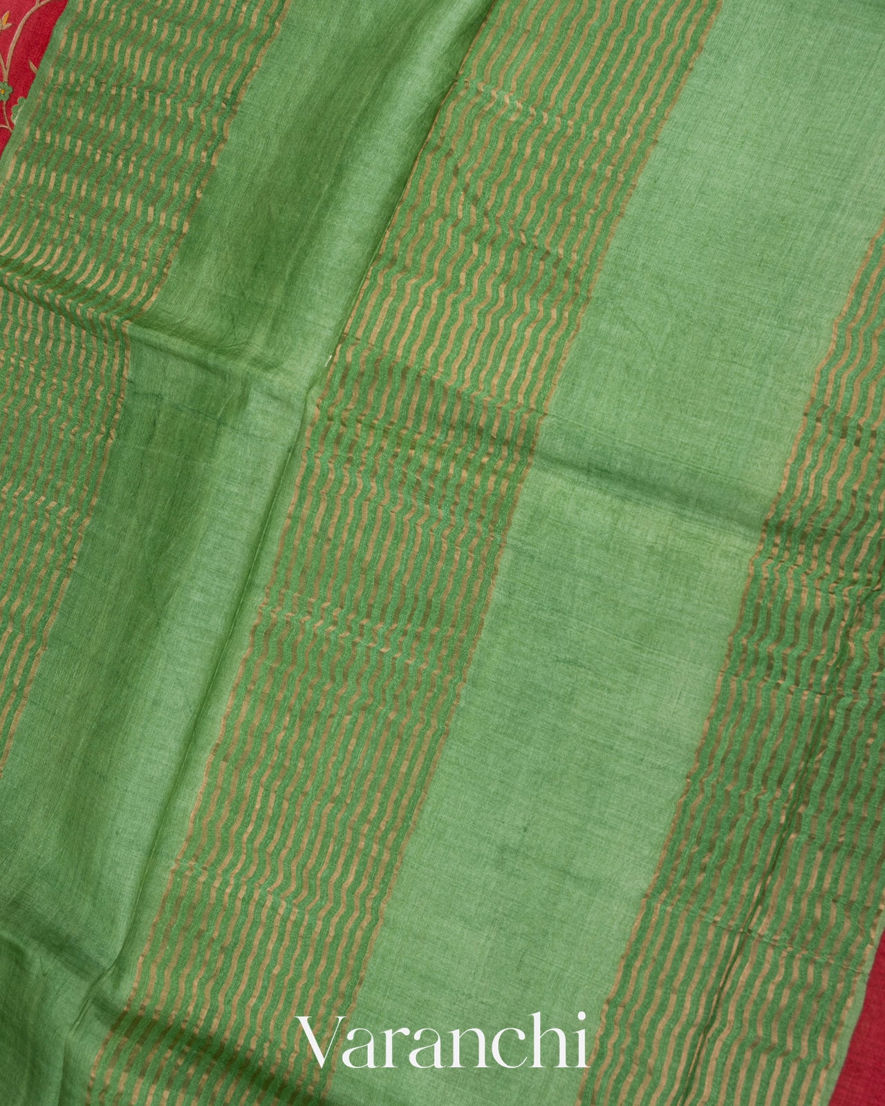 Deep Red Digital Printed Pure Tussar Tissue Silk Saree 