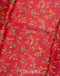 Deep Red Digital Printed Pure Tussar Tissue Silk Saree 