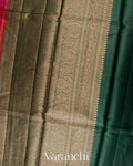 Raspberry Red Pure Tussar Silk Saree