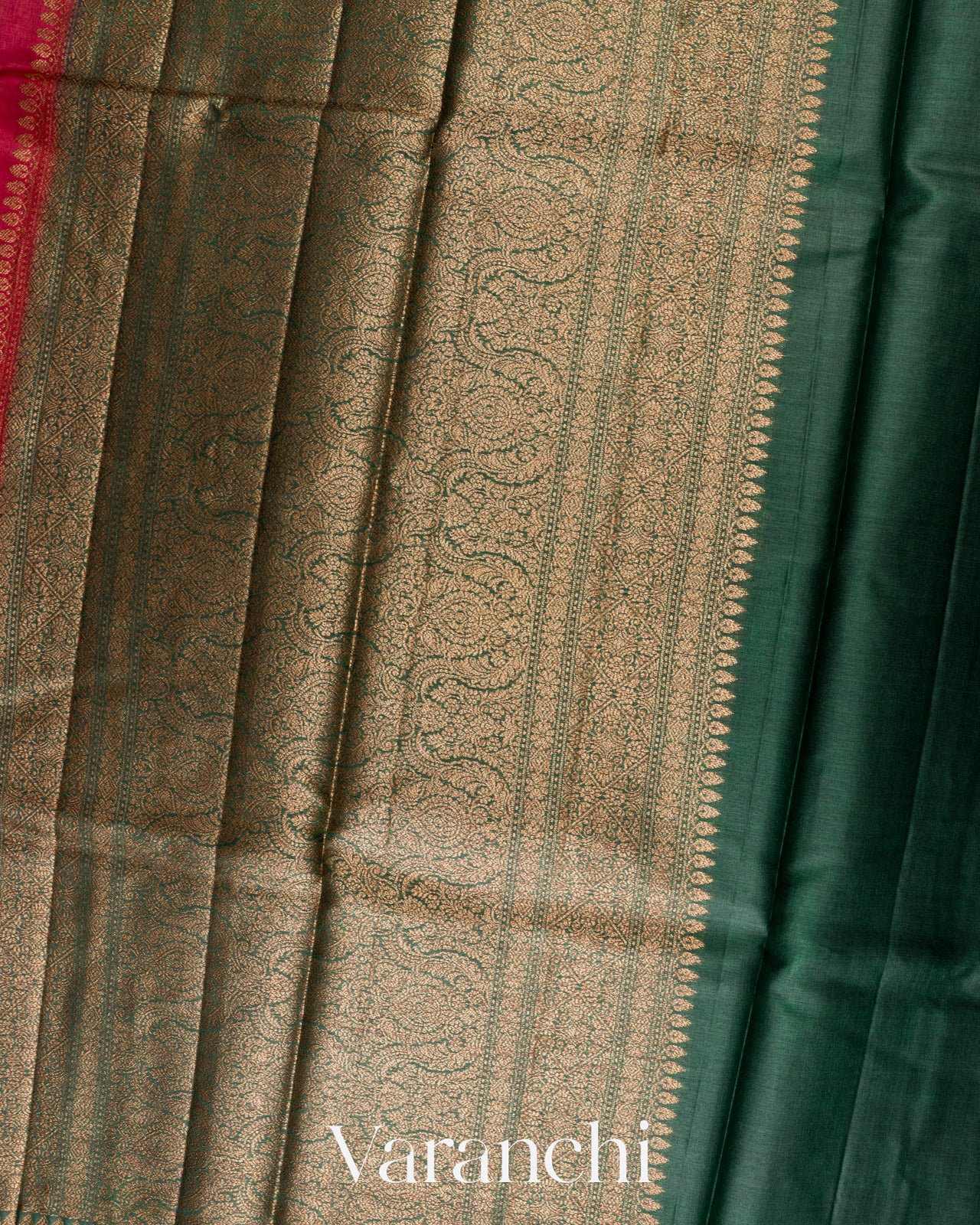 Raspberry Red Pure Tussar Silk Saree