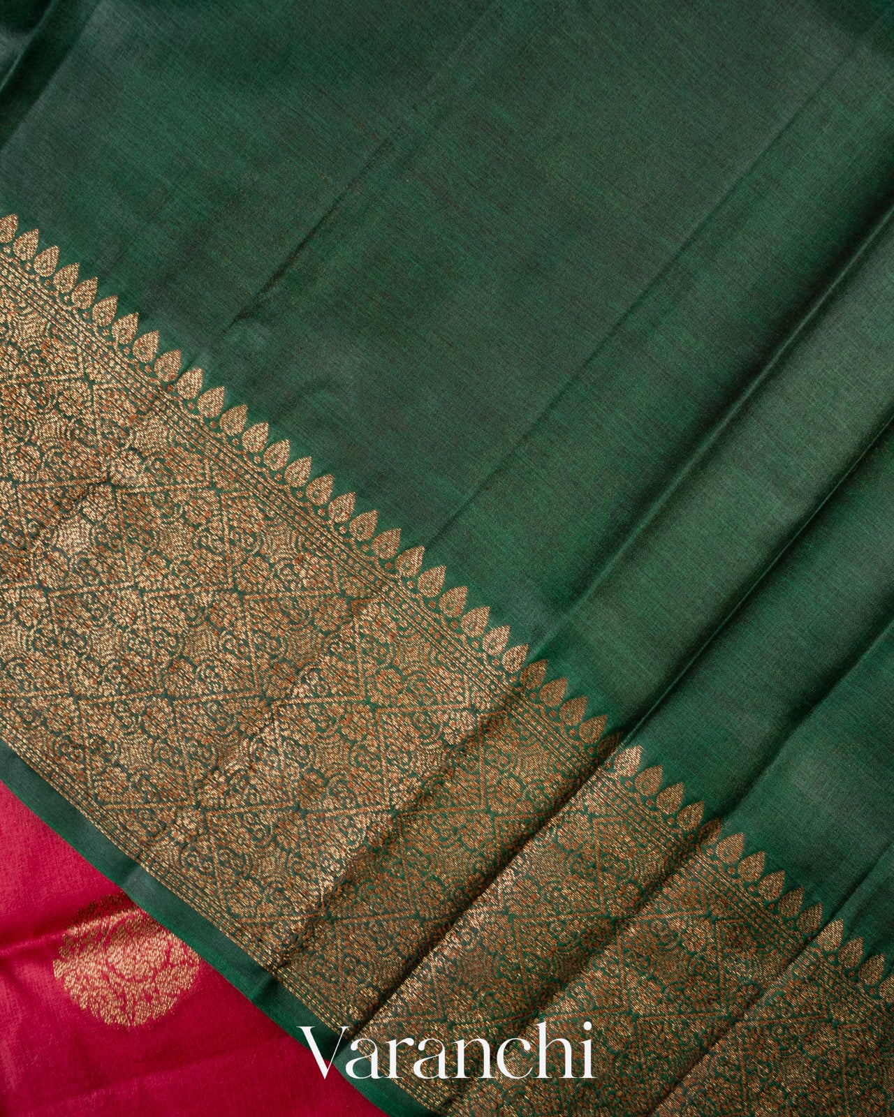 Raspberry Red Pure Tussar Silk Saree