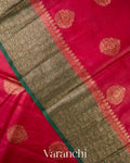 Raspberry Red Pure Tussar Silk Saree
