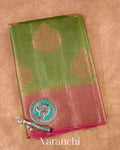 Olive Green Pure Tussar Silk Saree