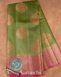 Olive Green Pure Tussar Silk Saree