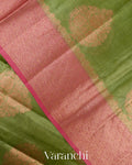 Olive Green Pure Tussar Silk Saree