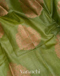 Olive Green Pure Tussar Silk Saree