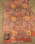 Bronze Digital Printed Pure Tussar Tissue Silk Saree