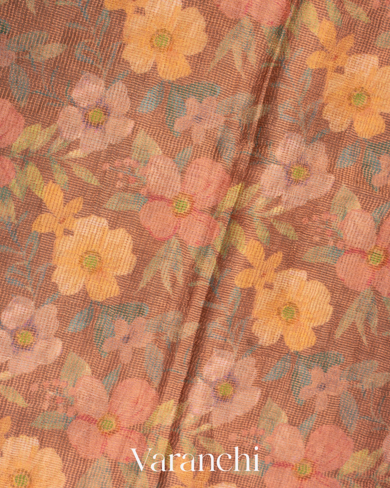 Bronze Digital Printed Pure Tussar Tissue Silk Saree