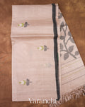 Ivory Jamdani Pure Tussar Silk Handloom Saree 