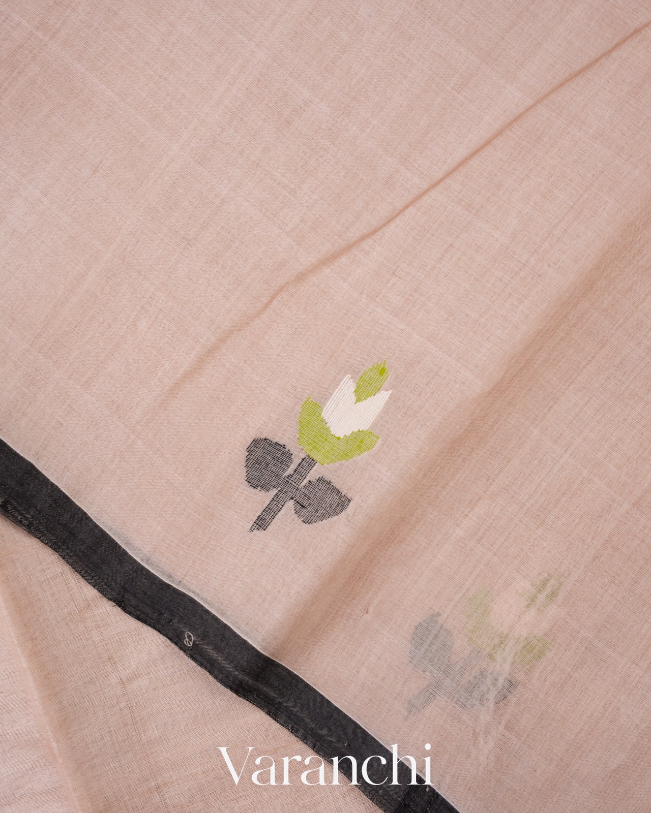 Ivory Jamdani Pure Tussar Silk Handloom Saree 