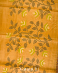 Mustard Yellow Jamdani Pure Tussar Silk Handloom Saree