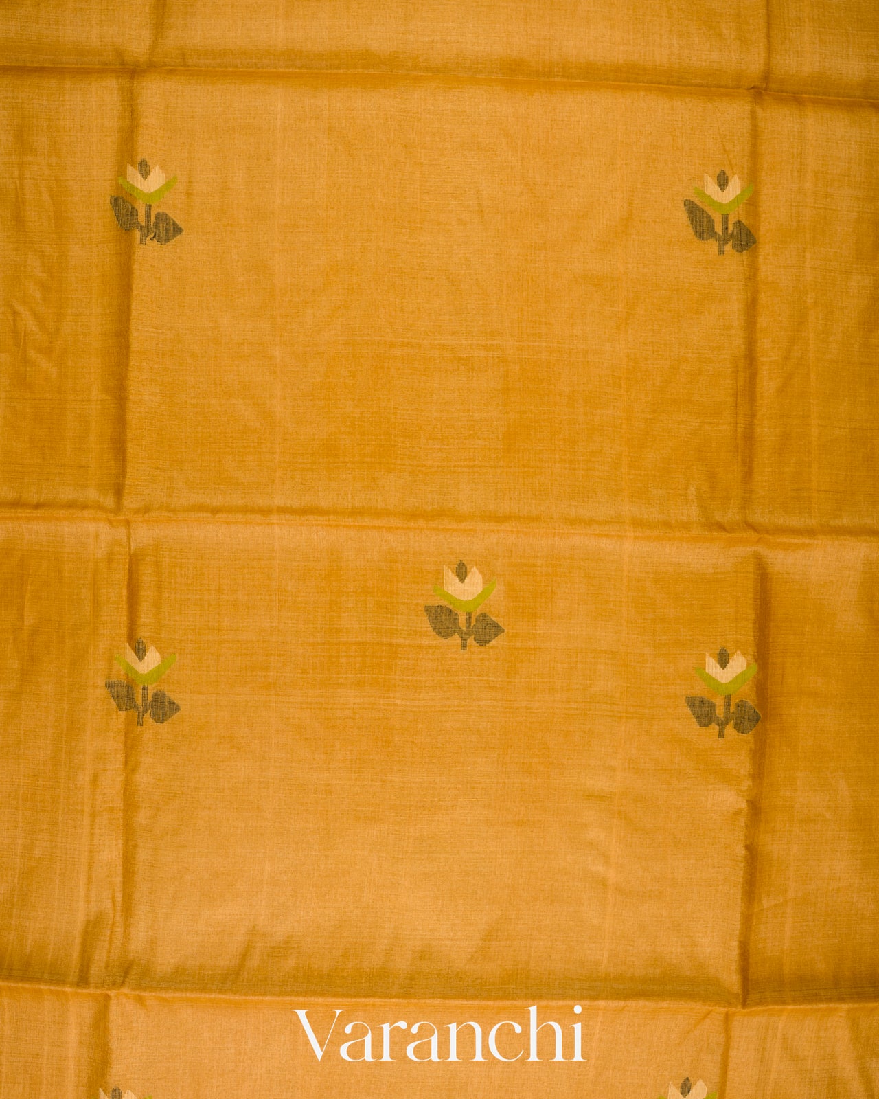 Mustard Yellow Jamdani Pure Tussar Silk Handloom Saree