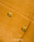 Mustard Yellow Jamdani Pure Tussar Silk Handloom Saree