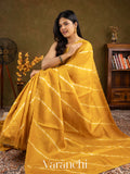 Yellow Mirror Hand-Embroidered Pure Tussar Silk Handloom Saree