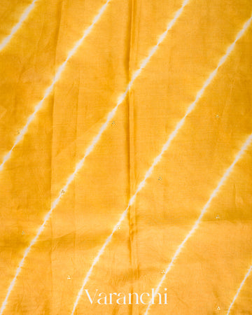 Yellow Mirror Hand-Embroidered Pure Tussar Silk Handloom Saree