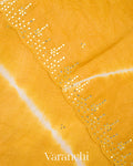 Yellow Mirror Hand-Embroidered Pure Tussar Silk Handloom Saree
