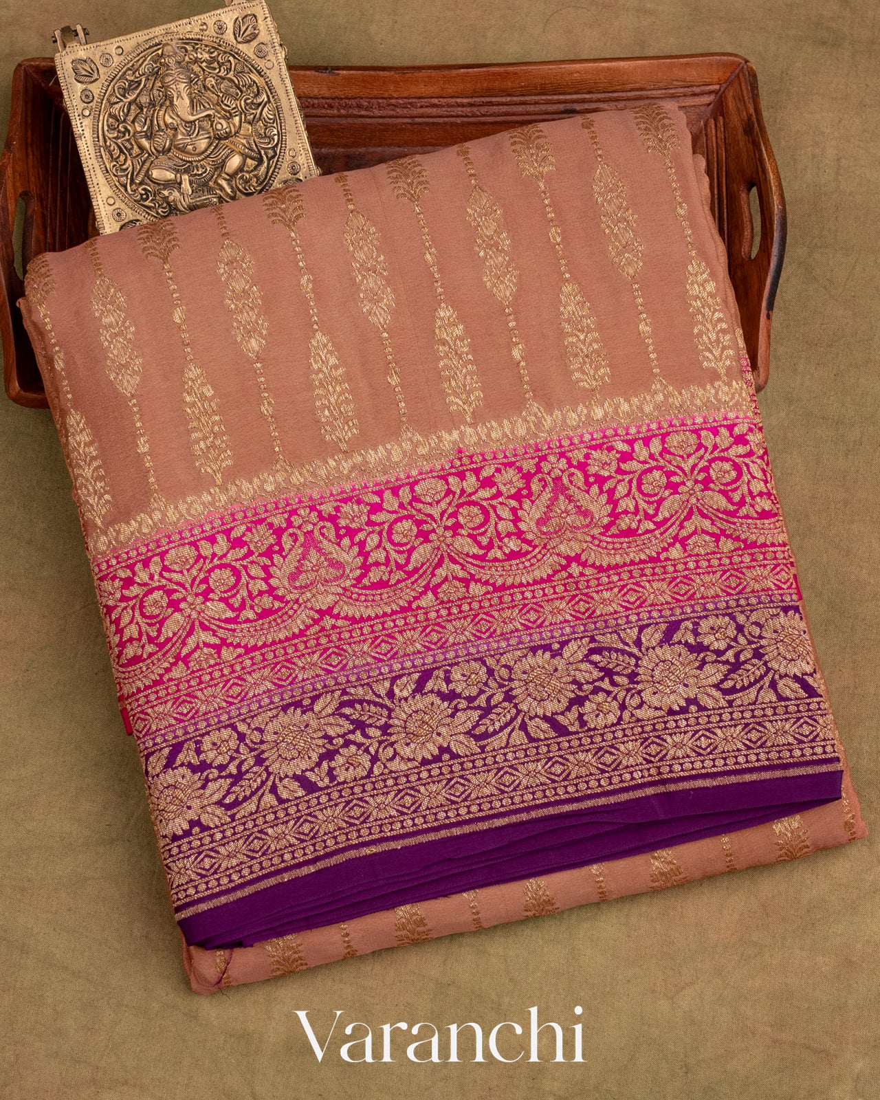 Sandalwood Pure Crepe Silk Handloom Saree