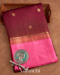 Deep Maroon Pure Tussar Silk Saree