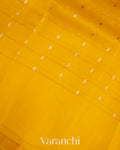 Yellow Checks Pure Kora Silk Handloom Saree