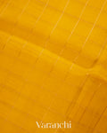 Yellow Checks Pure Kora Silk Handloom Saree