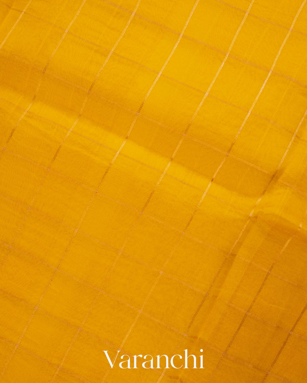 Yellow Checks Pure Kora Silk Handloom Saree