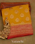 Mustard Yellow Pure Georgette Silk Saree