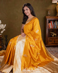 Deep Turmeric Yellow Pure Raw Mango Silk Handloom Saree