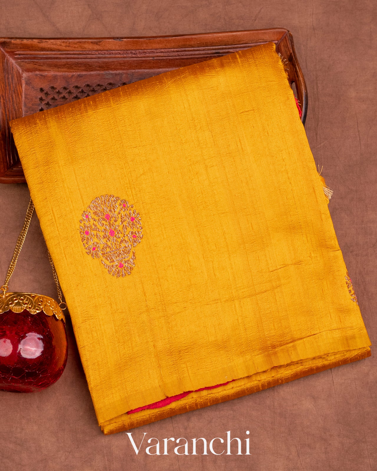 Turmeric Yellow Borderless Pure Raw Silk Handloom Saree