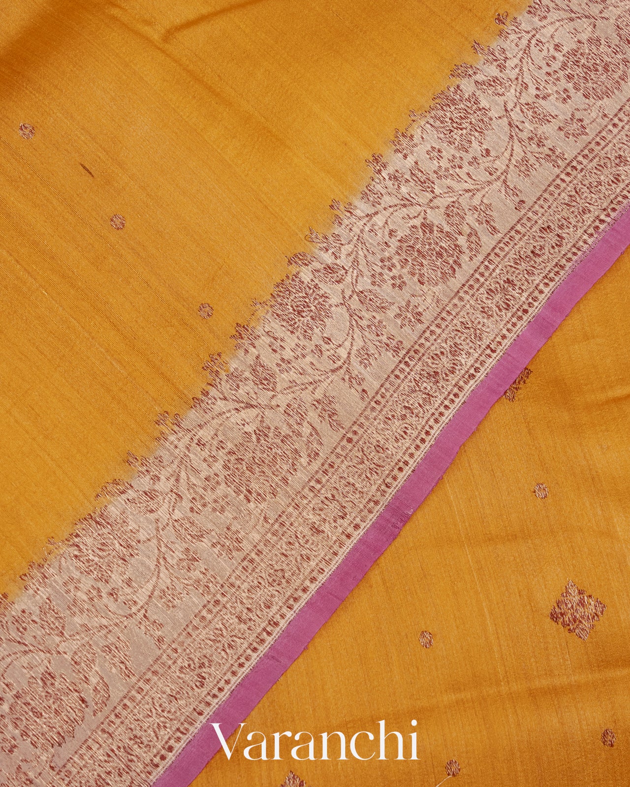 Mustard Yellow Pure Tussar Silk Handloom Saree