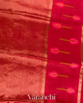 Rusty Red Tulip Jamdani Pure Silk Linen Handloom Saree