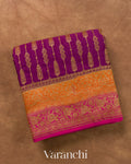 Purple Striped Pure Crepe Silk Handloom Saree
