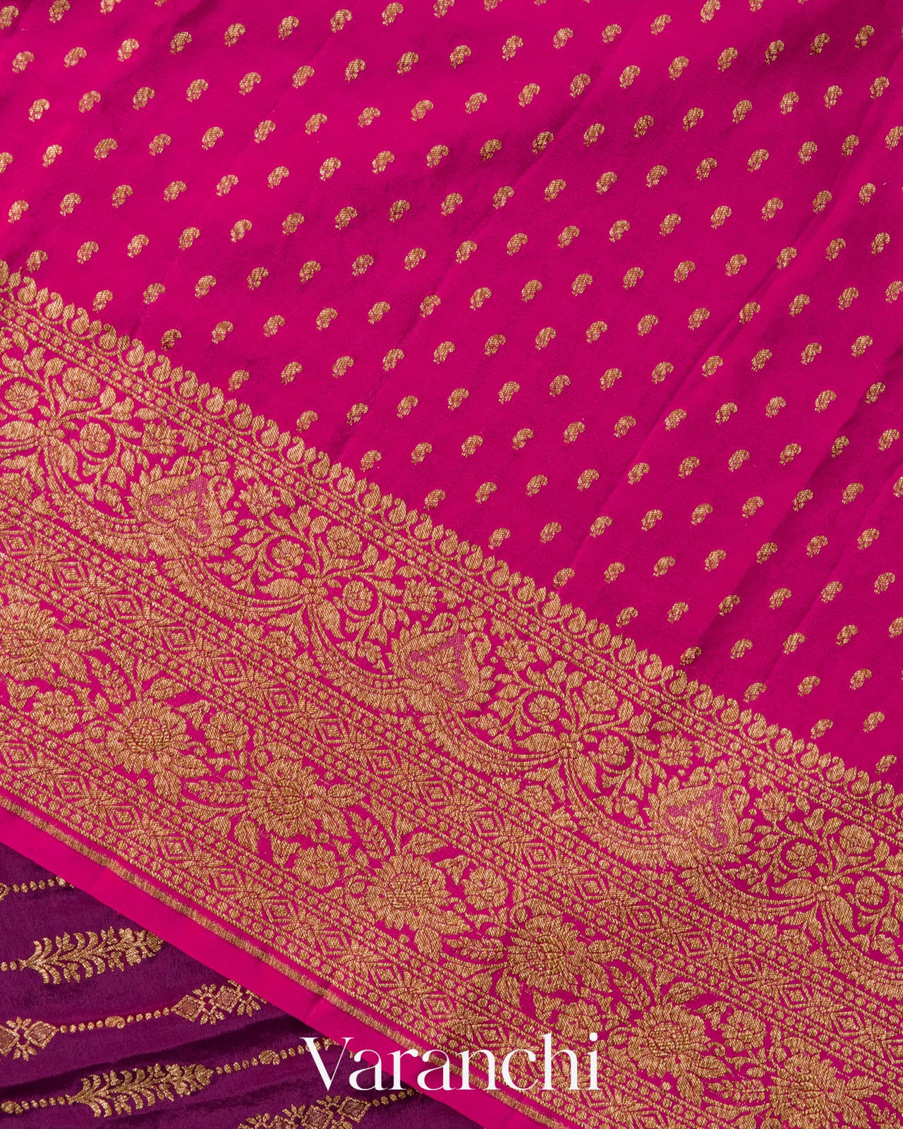 Purple Striped Pure Crepe Silk Handloom Saree