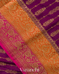 Purple Striped Pure Crepe Silk Handloom Saree