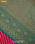 Magenta Striped Pure Crepe Silk Handloom Saree — Blouse