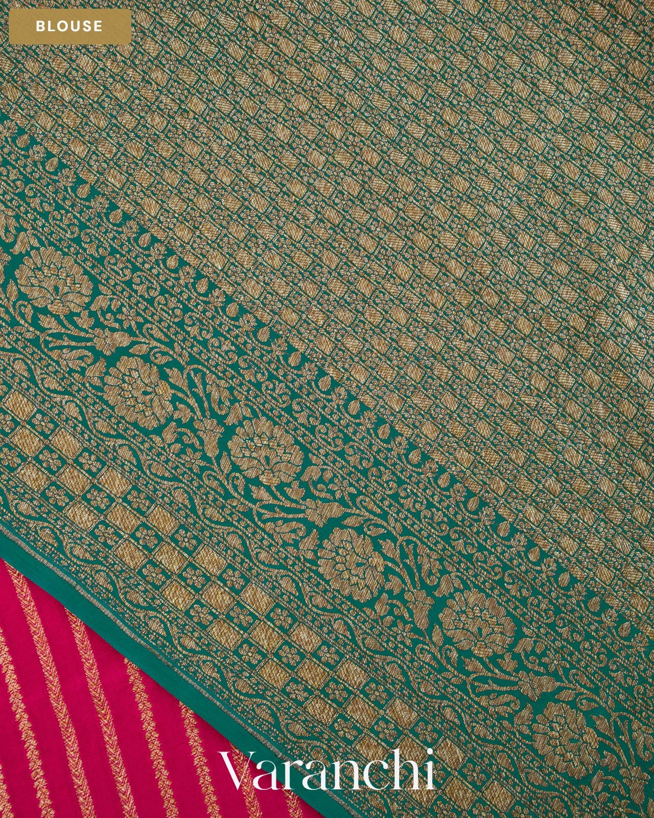 Magenta Striped Pure Crepe Silk Handloom Saree — Blouse