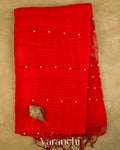 Bright Red Sequin with Jamdani Pure Matka Silk Handloom Saree — Full Saree