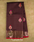 Deep Coffee Brown Pure Chanderi Silk Cotton Handloom Saree — Full Saree