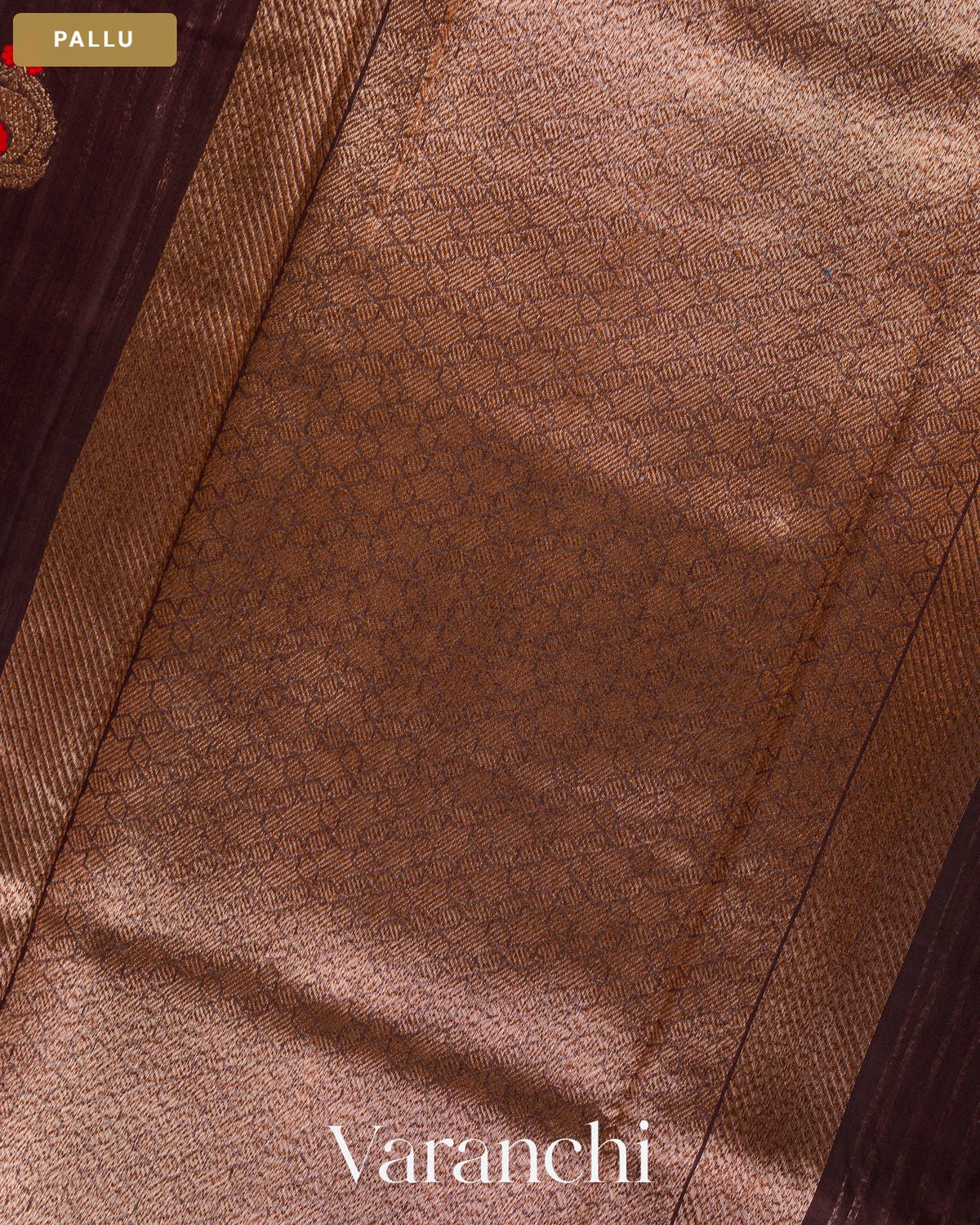 Deep Coffee Brown Pure Chanderi Silk Cotton Handloom Saree — Pallu