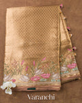 Peach Brocade Pure Kora Silk Saree