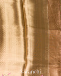 Peach Brocade Pure Kora Silk Saree