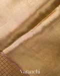 Peach Brocade Pure Kora Silk Saree