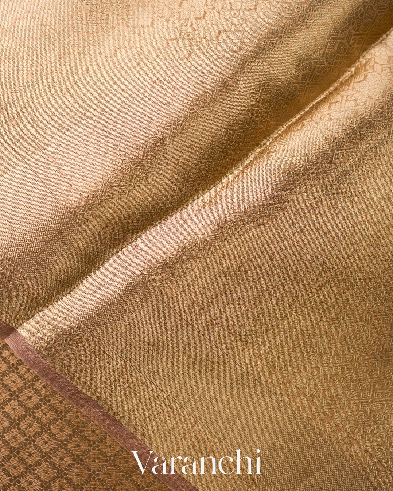 Peach Brocade Pure Kora Silk Saree