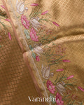Peach Brocade Pure Kora Silk Saree