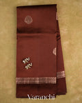 Dark Chocolate Brown Pure Poona Silk Saree — Full Saree