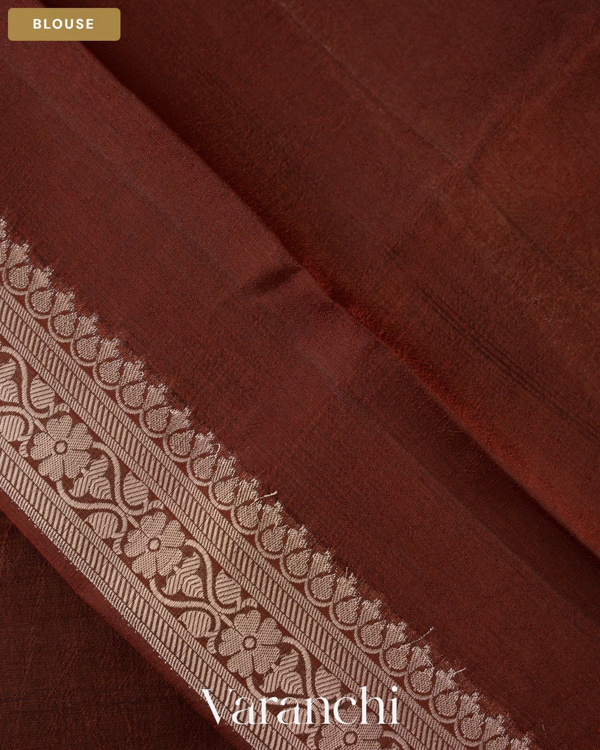 Dark Chocolate Brown Pure Poona Silk Saree — Blouse