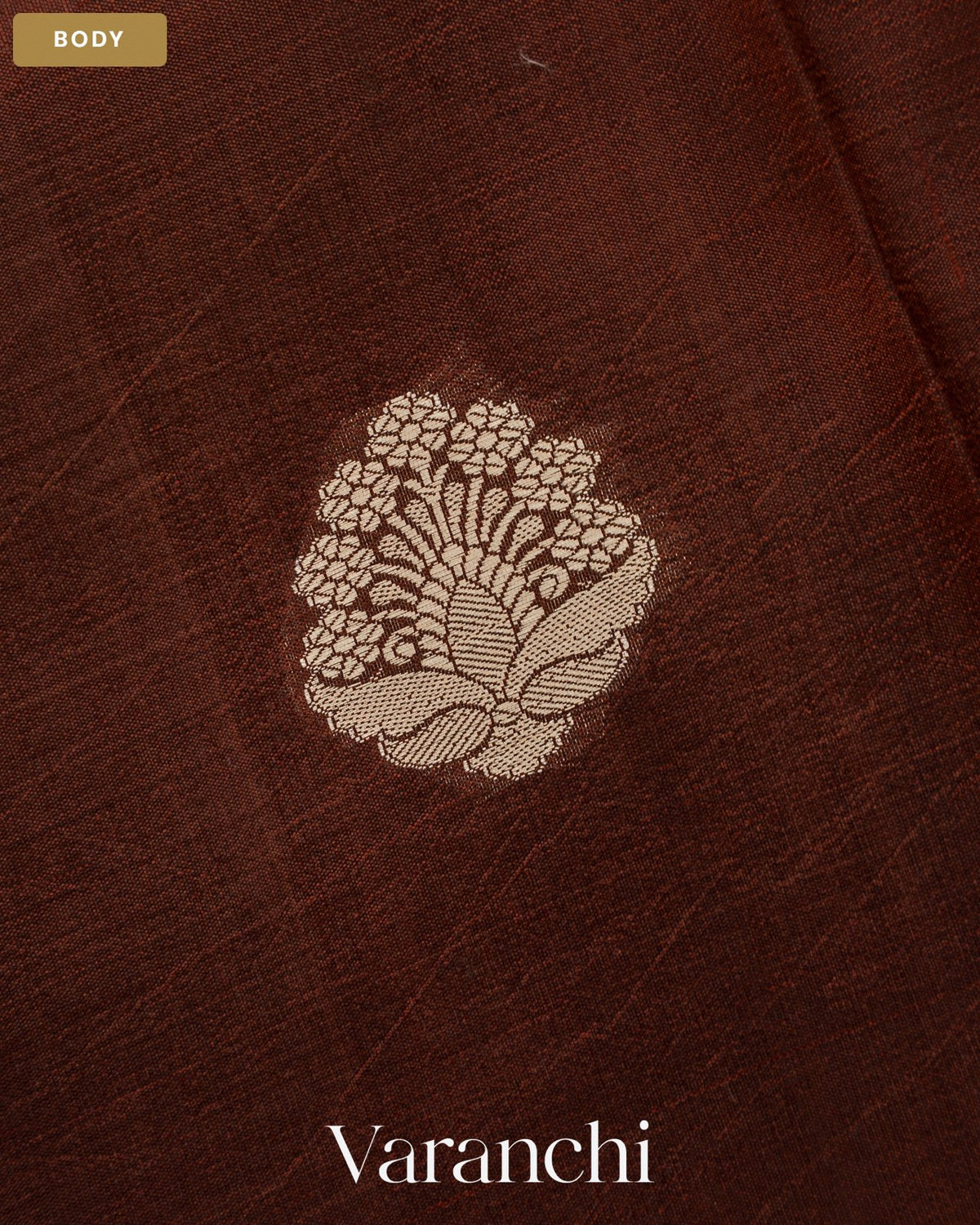 Dark Chocolate Brown Pure Poona Silk Saree — Body