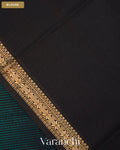 Turquoise Blue Striped Pure Maheshwari Silk Cotton Handloom Saree — Blouse