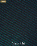Turquoise Blue Striped Pure Maheshwari Silk Cotton Handloom Saree — Body